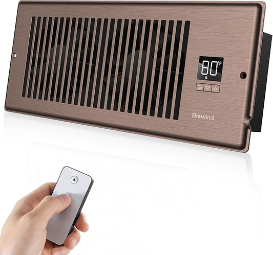 Quiet Register Booster Fan Fits 4" x 12" Register Holes, 10-Speed Smart Heating by BIOWIND