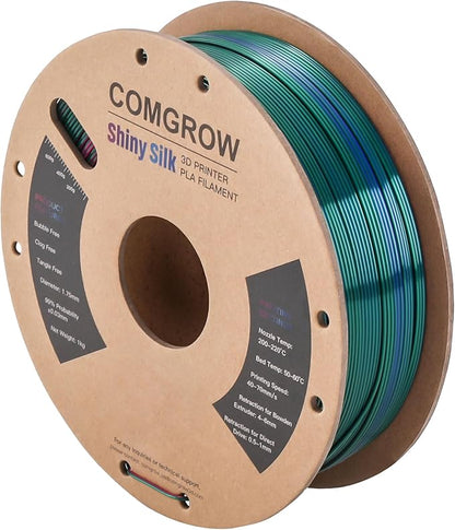 Comgrow Tri-Colors Silk PLA 3D Printer Filament, Rainbow PLA Filament 1.75mm - Image 2
