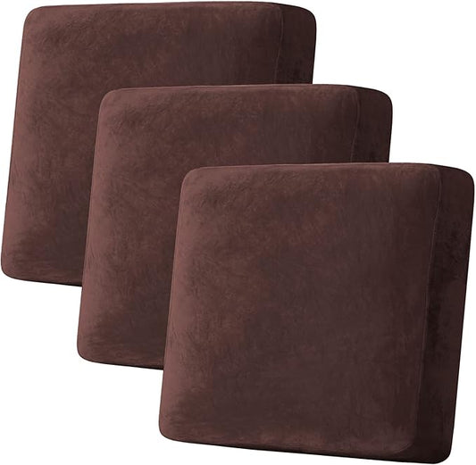 H.VERSAILTEX Velvet Stretch Couch Cushion Cover Plush Cushion Slipcover by HVERSAILTEX