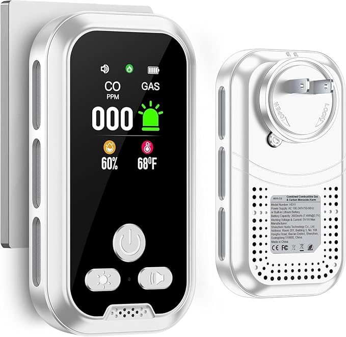 4IN1 Plug in Natural Gas & Carbon Monoxide Detectors Combination Builti-in 2000 by HAKINAKU