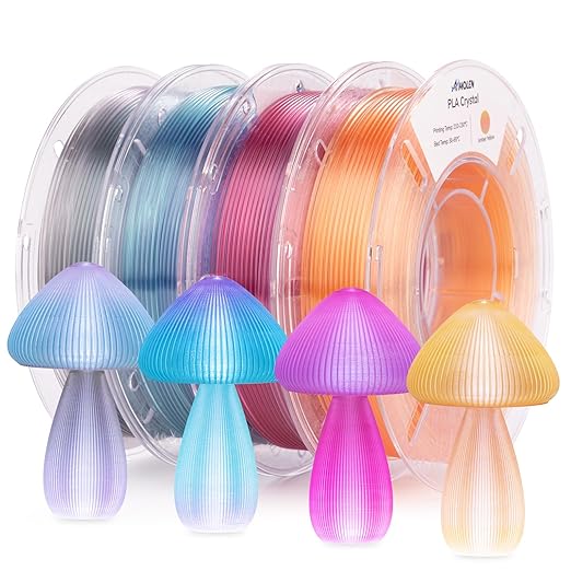 AMOLEN Transparent PLA Filament Bundle Multicolor, Translucent PLA 3D Printer by AMOLEN