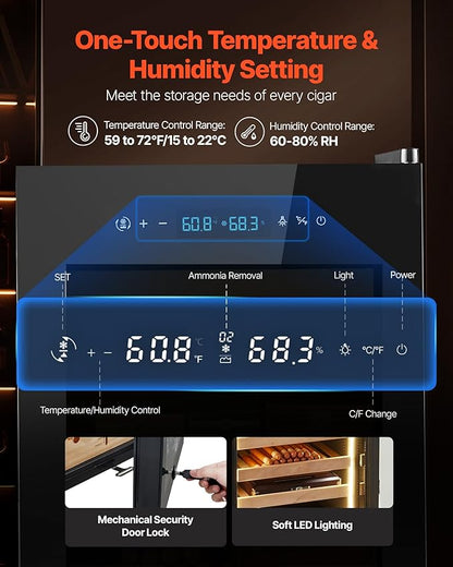 VEVOR Electric Humidor, Constant Humidity & Temperature Control, Spanish Cedar - Image 2