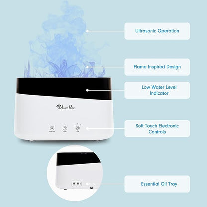 LP300HUM LivePure Aqua Flame Ultrasonic Humidifier- Vibration Technology - Image 3