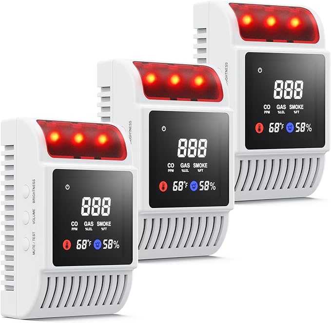 6-in-1 Smoke and Carbon Monoxide Detectors Plug in, Gas Leak Detector by Unknown