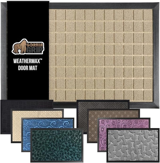 GORILLA GRIP 100% Waterproof All-Season WeatherMax Doormat US Designed Natural by GorillaGrip