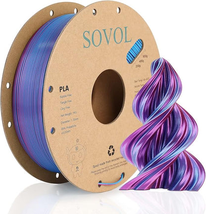 Sovol Dual Color PLA Filament 1.75mm, Silk PLA 3D Printing Material, Dual Color by Sovol