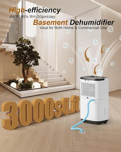 3000 Sq. Ft. Dehumidifier for Basement, 30 Pint Quiet Dehumidifiers for Home - Image 2