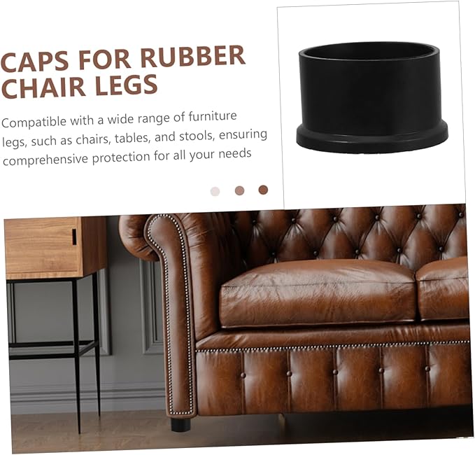 VILLCASE 4Pcs Rubber Chair Leg Caps Non Slip Floor Protectors - Image 3