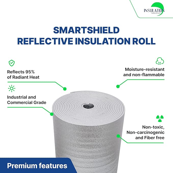 SmartSHIELD -10mm 48" x 50ft R22 Reflective Insulation roll, Foam Core Radiant - Image 3