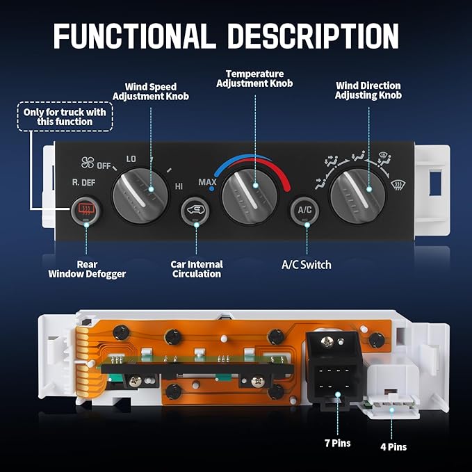 A/C Heater Control Panel with Rear Window Defogger - Image 3
