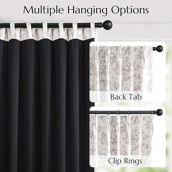 jinchan Pinch Pleated 95% Blackout Floral Curtains, Taupe 84 Inch, Room - Image 4