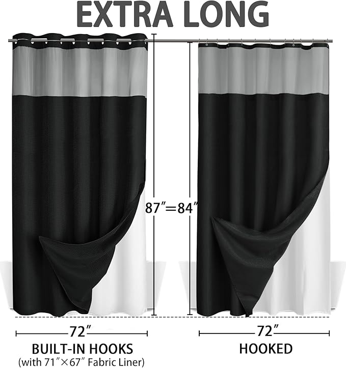 No Hook Shower Curtain and Liner Set - Image 6