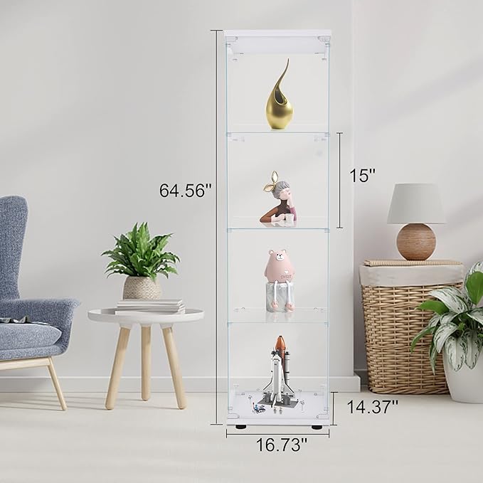 Yoluckea 4 Shelves Glass Display Cabinet - Image 2