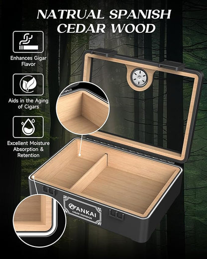 Cigar Humidor, Full Glass Top Cigar Box - Image 6