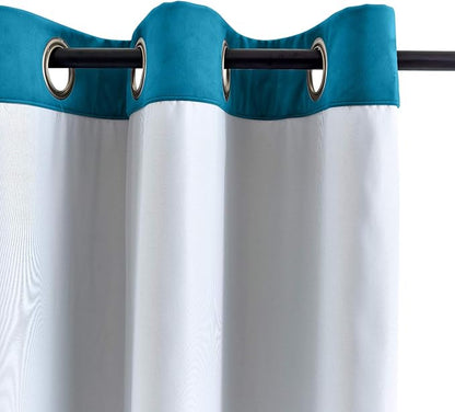 ChadMade Blackout Lined Premium Velvet Curtain Blue in 84Wx102L Inch, Eyelet - Image 3