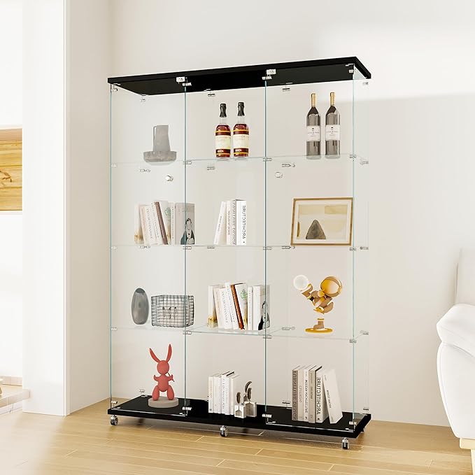 Yoluckea 4 Shelves Glass Display Cabinet Extra Large, Floor Standing Clear - Image 6