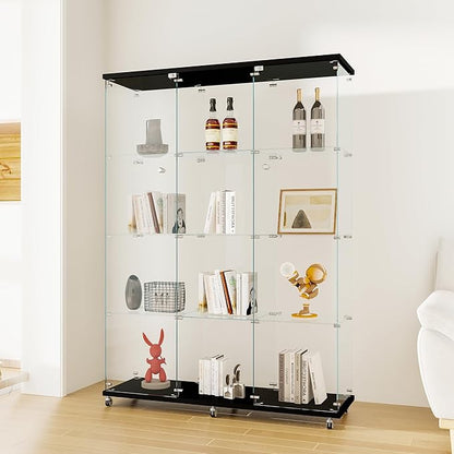 Yoluckea 4 Shelves Glass Display Cabinet Extra Large, Curio Collection Glass - Image 4