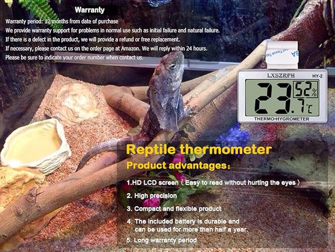 Reptile Hygrometer Thermometer, Digital Amphibian Hygrometer Thermometer - Image 3