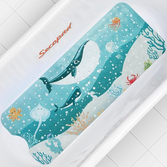 Bath Mat for Tub Non Slip, Machine Washable Anti-Slip Cartoon Baby Bathtub by Secopad