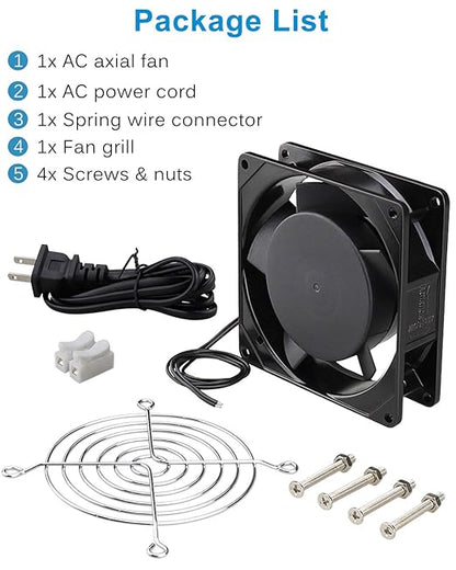 GDSTIME Axial Fan 90mm, 110V 120V AC 92mm x 92mm x 25mm Dual Ball Bearing - Image 7