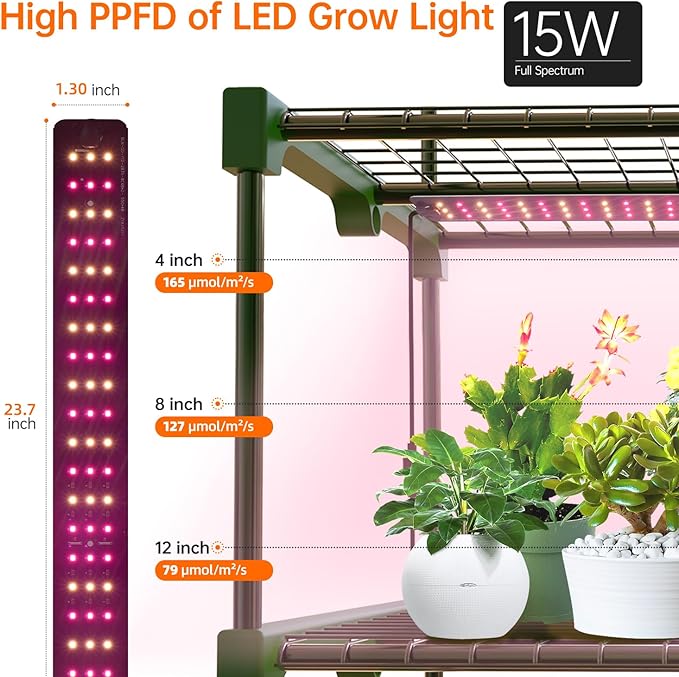 Bstrip Indoor Greenhouse with Grow Lights, 4 Tier 27.2" L×19.9" W×61.8" H Mini - Image 5
