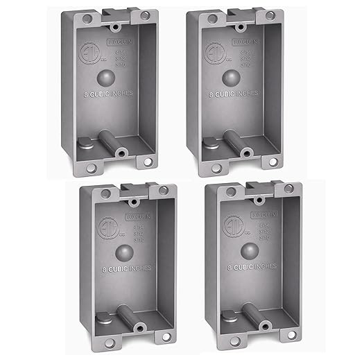 Plastic Electrical Box, Shallow Remodel Box, 8 Cubic Inch Grey Outlet Box by AirmontProducts