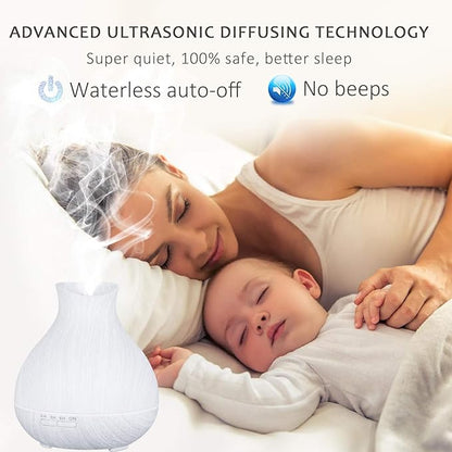 BZseed Aromatherapy Essential Oil Diffuser 550ml 12 Hours White Wood Grain - Image 4