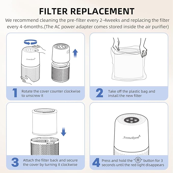 Air Purifier for Home Bedroom, AromaRoom H13 HEPA Air Filter For Smoke Pollen - Image 9