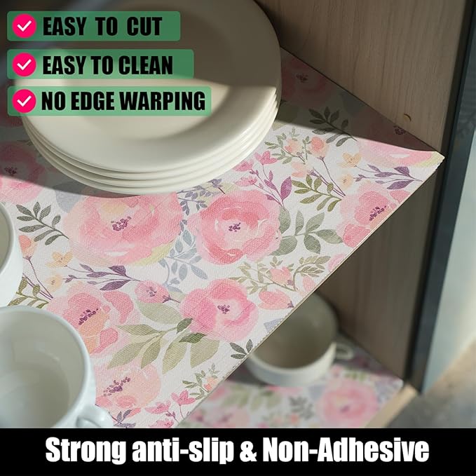 Peach Peony Shelf and Drawer Liner 12IN x 20FT, Non-Adhesive and Strong - Image 2