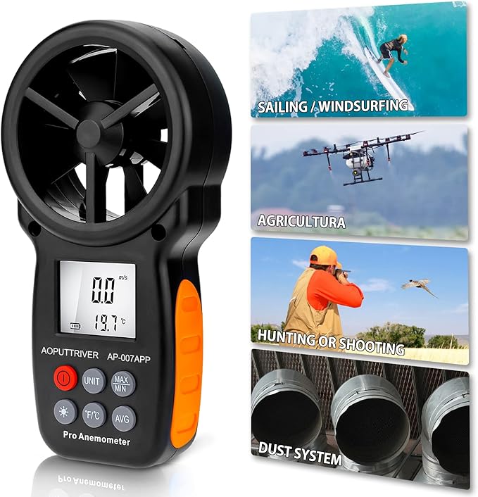 Bluetooth Anemometer, CFM Air Flow Velocity Tester, Digital Wind Speed Gauge - Image 7