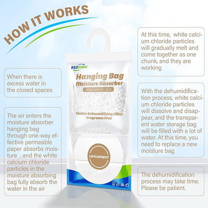 ZSZMFH 12 Pack Moisture Absorber Hanging Bags, Fragrance Free Humidity Packs - Image 4
