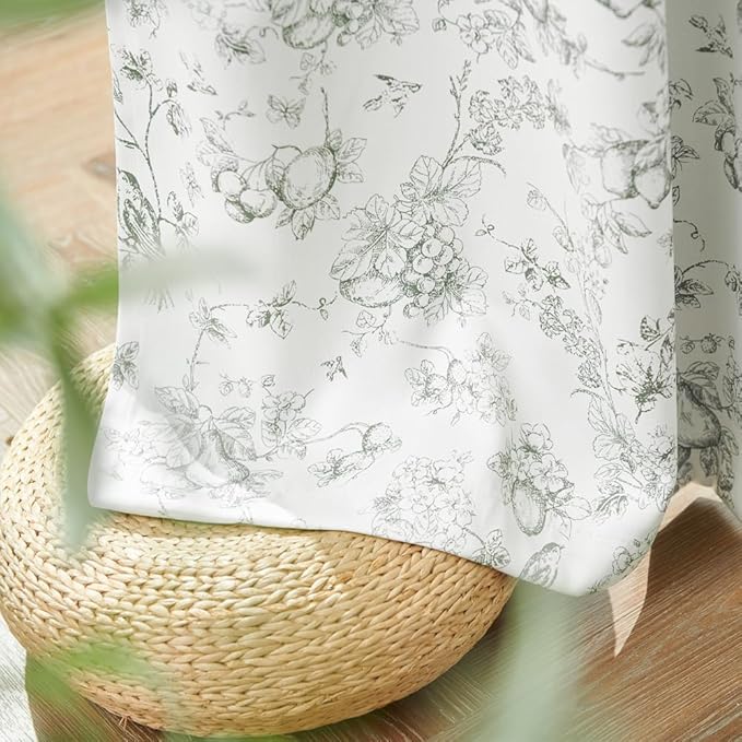 jinchan 95% Blackout Floral Curtains 84 Inches Long, Printed Flower Sage Green - Image 7