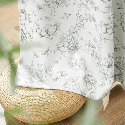 jinchan 95% Blackout Floral Curtains 63 Inch Length, Printed Flower Sage Green - Image 6