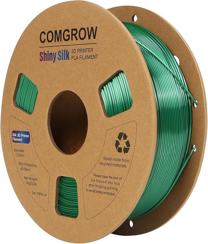 Comgrow Silk PLA 3D Printer Filament, Dual Color 2 in 1 Black and Green - Image 6