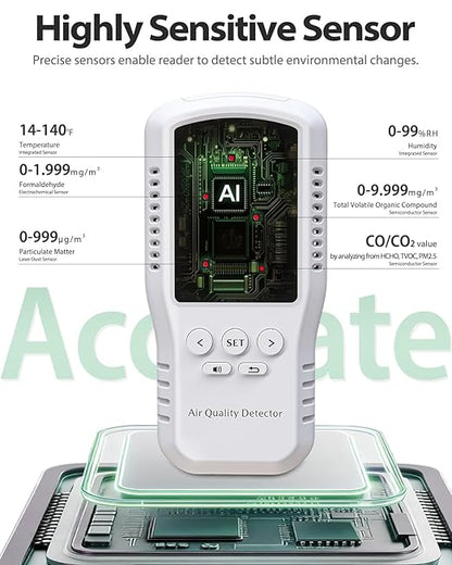 6-in-1 Air Quality Monitor, HCHO TVOC PM2.5 Detector, Formaldehyde Alarm Meter - Image 4