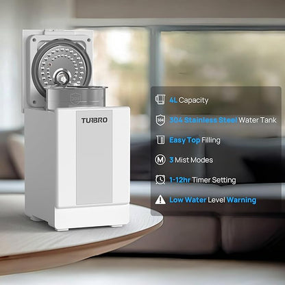 TURBRO 4L/1Gal 304 Stainless Steel Steam Humidifier, Warm Mist Humidifier - Image 2
