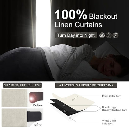 90 Inch Warm Cream Linen Blend Curtains - Image 2