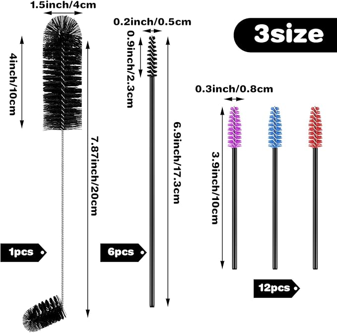 Hummingbird Feeder Cleaning Brush 19 Pieces 3 Size Mini Nylon Double Headed 2 - Image 2