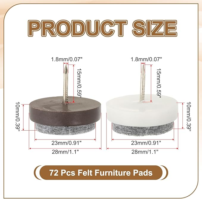 PATIKIL 28 mm Nail-on Felt Pads - Image 2