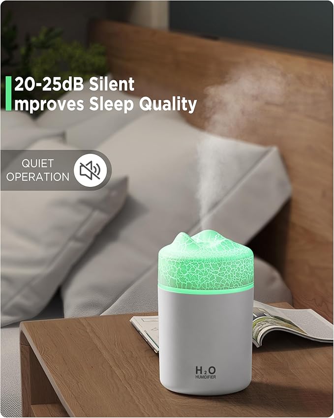 Portable Mini Humidifier, Colorful Volcanic Texture, 300mL Cool Mist Humidifier - Image 3