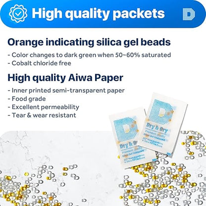 Dry & Dry 2 Gram Orange Indicating Silica Gel Packets Desiccants - Image 6
