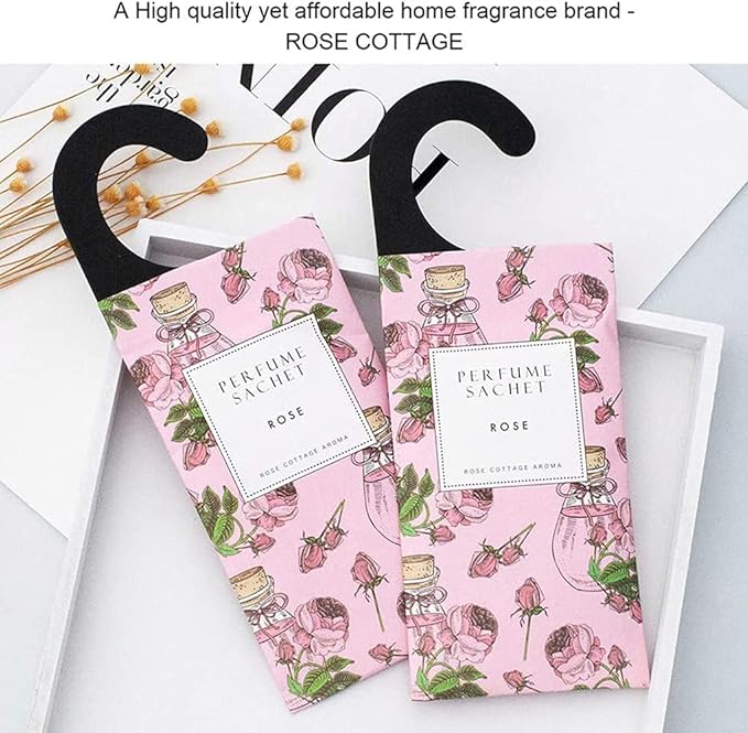 ROSE COTTAGE Large 12 Packs Rose Hanging Closet Deodorizer Air Freshener Long - Image 8