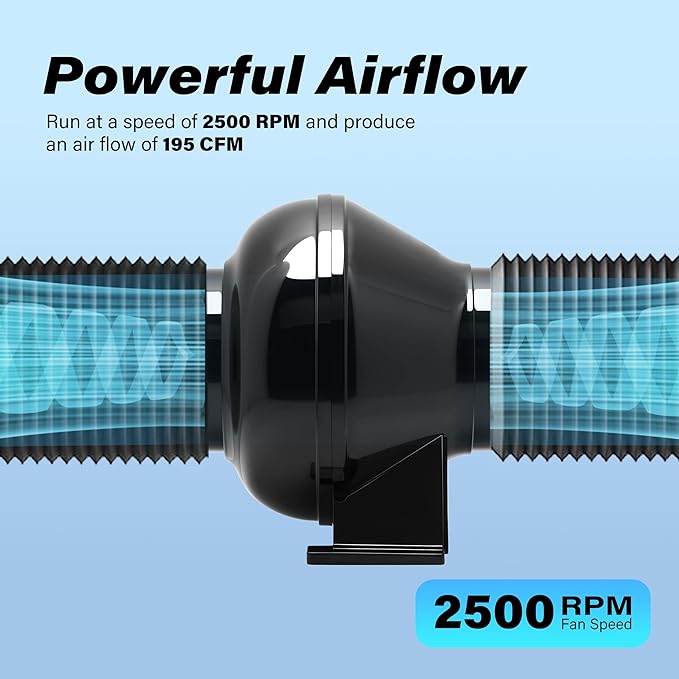 HealSmart 4 Inch 195 CFM Exhaust Inline Duct Fan Quiet Vent Booster Blower - Image 5