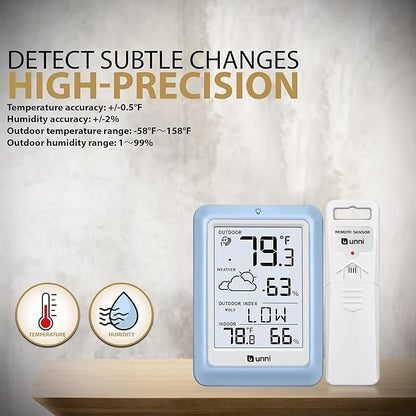 Indoor Outdoor Thermometer Wireless Weather Station, Temperature Humidity - Image 5
