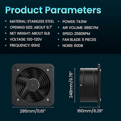 HG Power 10 Inch Exhaust Fan - Image 6