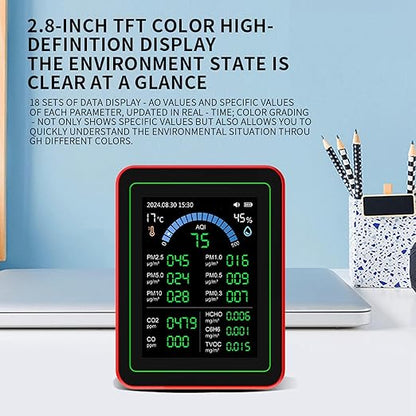 Indoor Air Quality Monitor, 18 in 1 Professional Meter, Battery Powered - Image 2