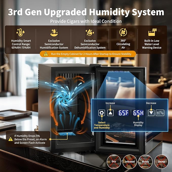 NEEDONE 23L Pro 1S Electric Cigar Humidor, Smart Humidity & Temp Quiet Control - Image 2