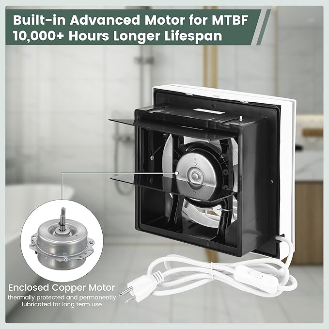 8" Shutter Exhaust Fan, 310CFM Window or Wall Mount Ventilation Fan - Image 5