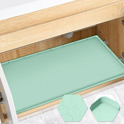 Waterproof Under Sink Mat 22" x 19", Silicone Cabinet Liner, Rubber Protector by FORWOS