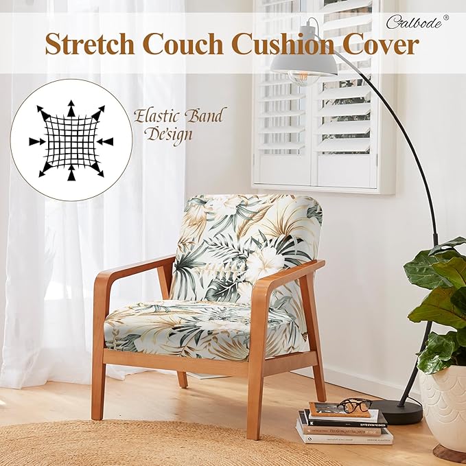 8Pcs Stretch Patio Cushion Cover, Tropical Floral and Leaf Pattern Sofa Covers - Image 4
